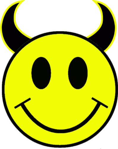 Smiley Face Devil Iron on T Shirt Transfer - 80sneonfancydress.