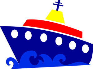 Cruise Ship Clipart Image - Cartoon Cruiseship on the High Seas