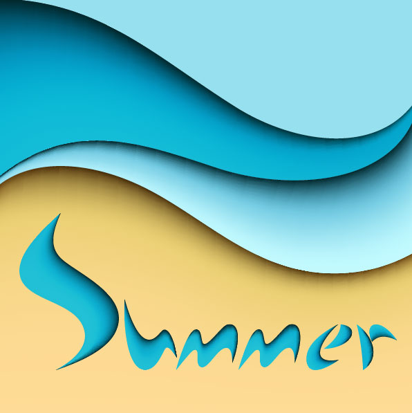 Summer and cartoon waves background vector 03 - Vector Background ...