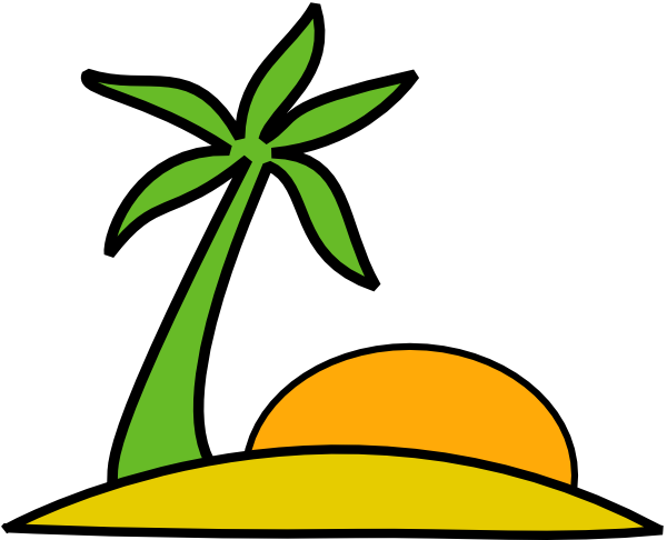 Island, Palm, And The Sun Clip Art - vector clip art ...