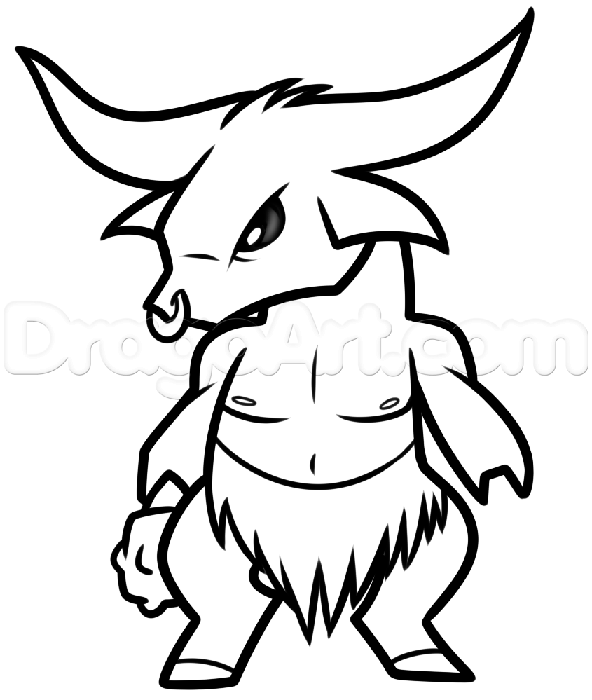 How to Draw a Chibi Minotaur, Step by Step, Greek Mythology ...