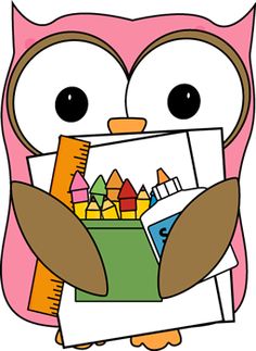 Owl Theme School Supply Clipart