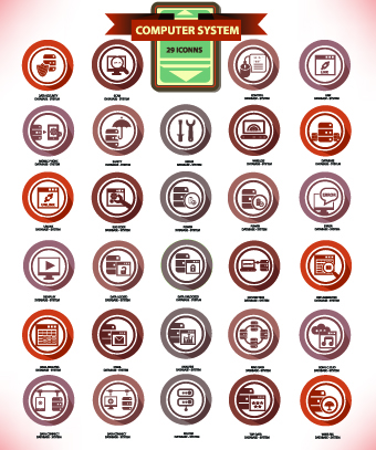 Vintage Computer system icons vector set - System Icons, Vector ...