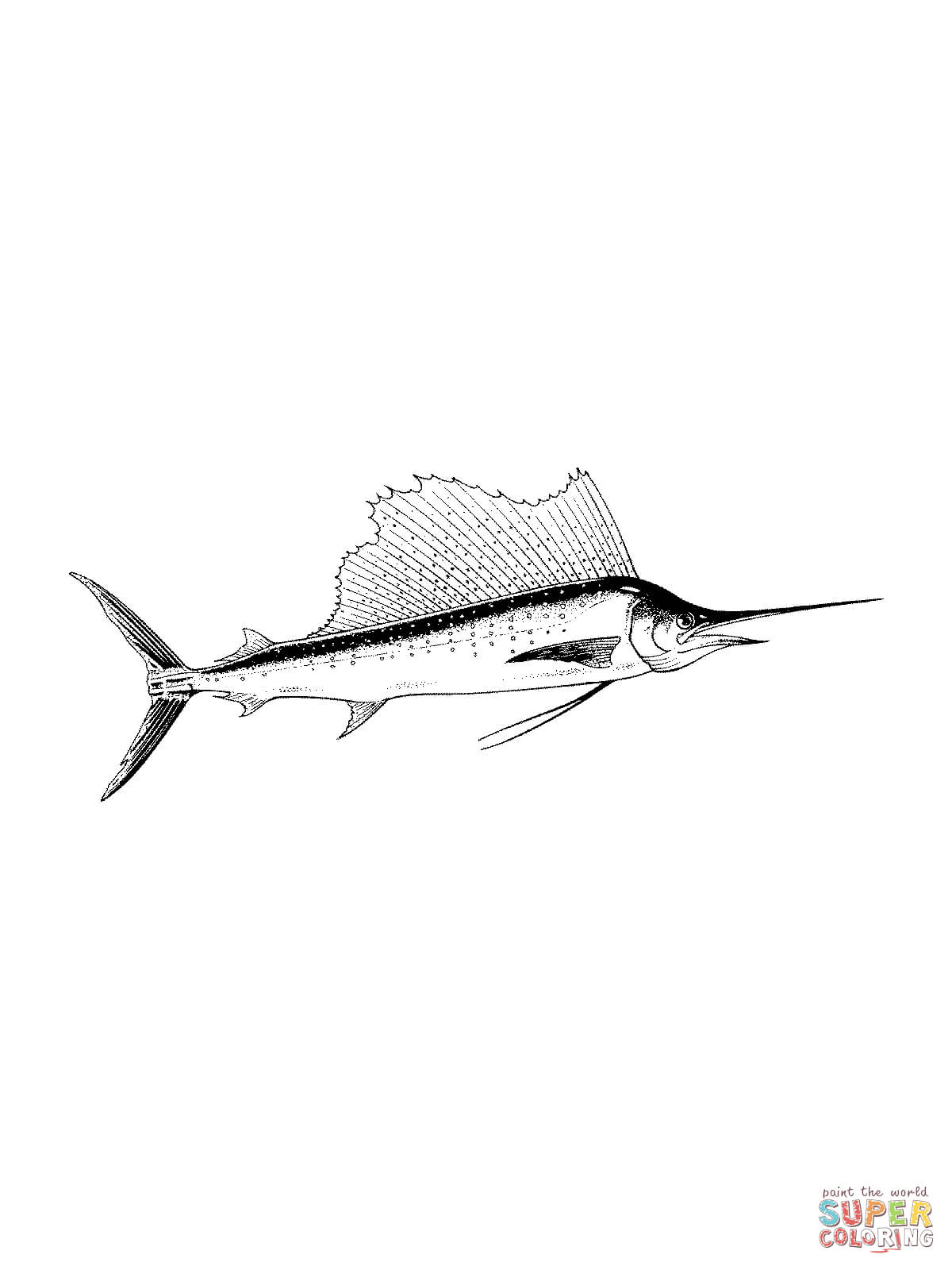 Realistic Blue Marlin coloring page | Free Printable Coloring Pages