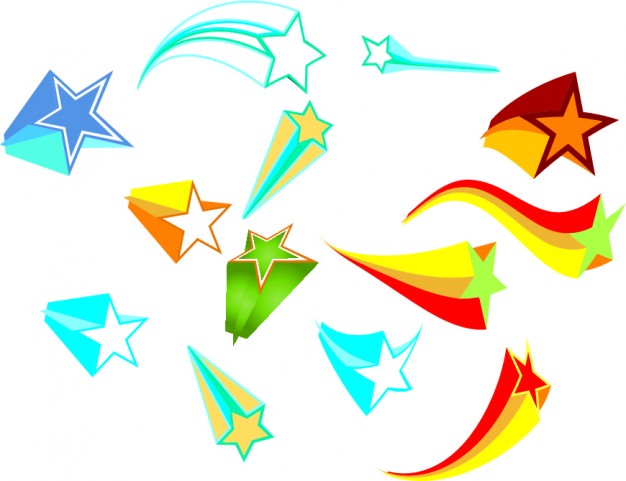 Colorful shooting stars set Vector | Free Download