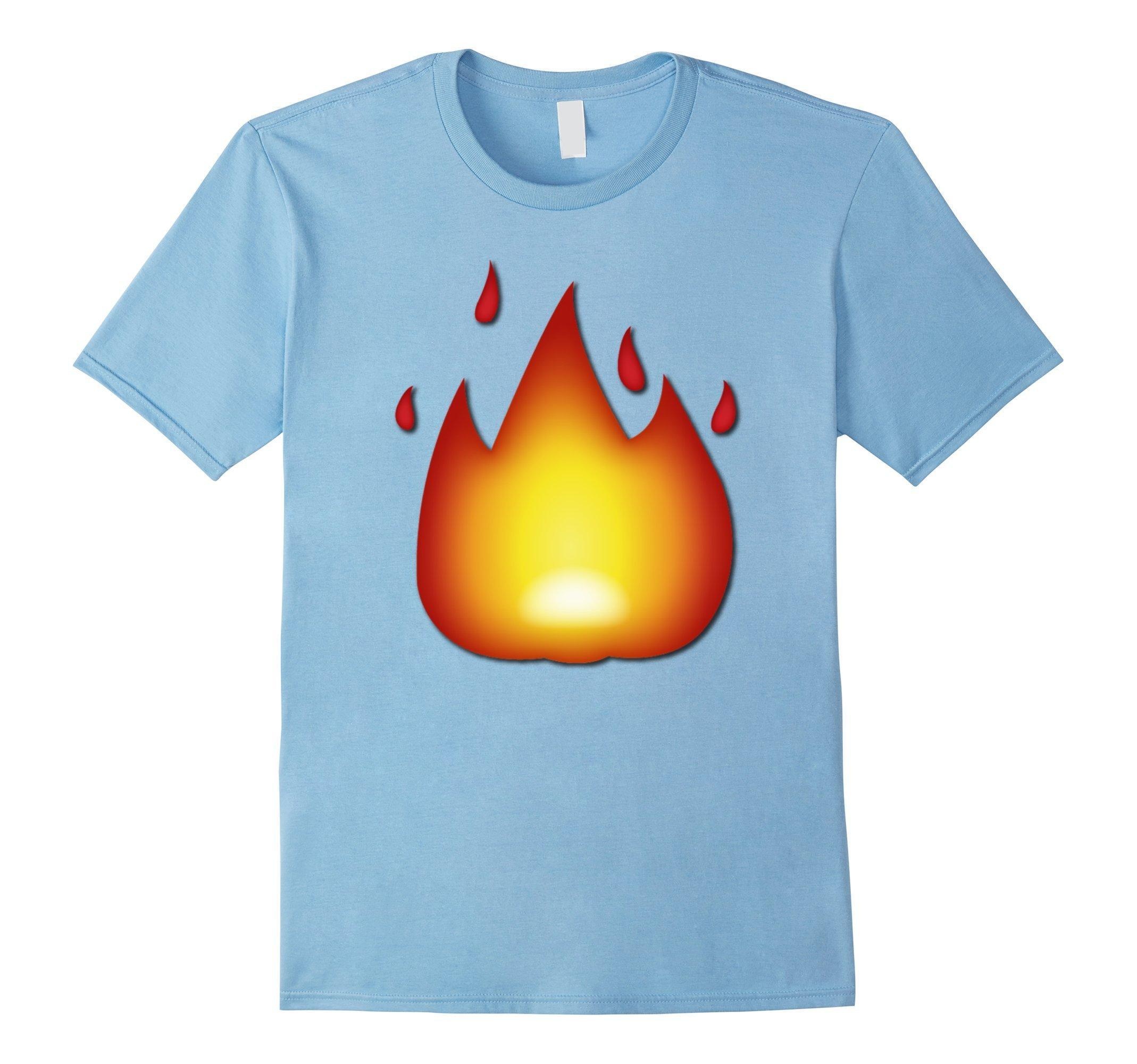 Men's Fire Emoticon Emoji Shirt Burning Hot Flame It's Lit T-Shirt ...