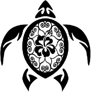 Sea Turtle Swirl Hearts Hibiscus Flower Car or Truck Window Decal ...