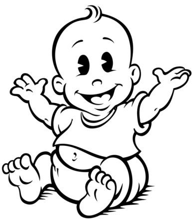 Black and white baby boy clipart