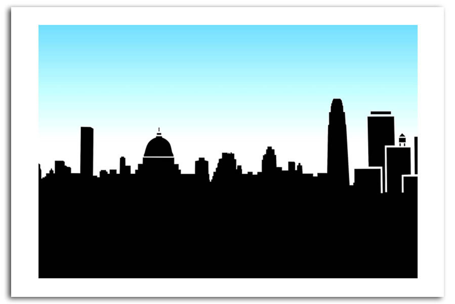 Cityscape City Skyline Silhouette Cartoon Art Prints