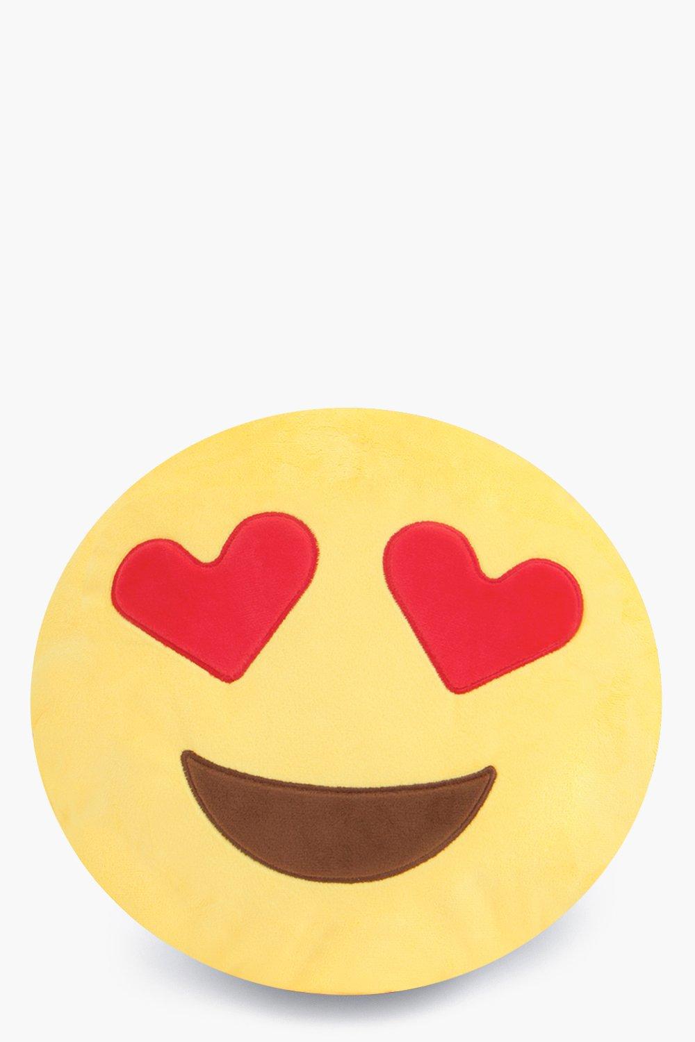 Heart Eyes Smiley Face Emoji Cushion at boohoo.com