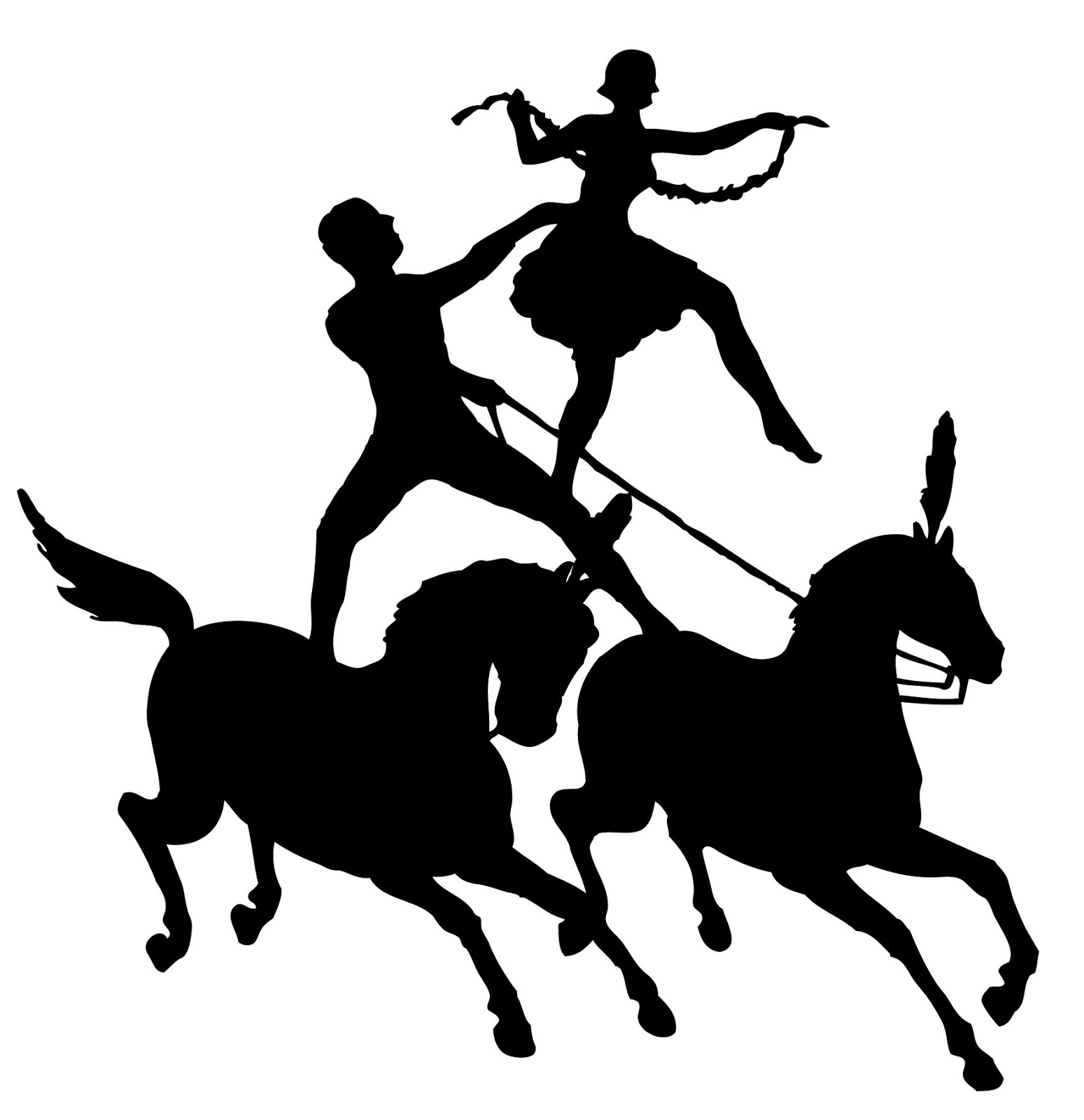 Circus Horses Silhouette Image - Lady & Man Performers - The ...