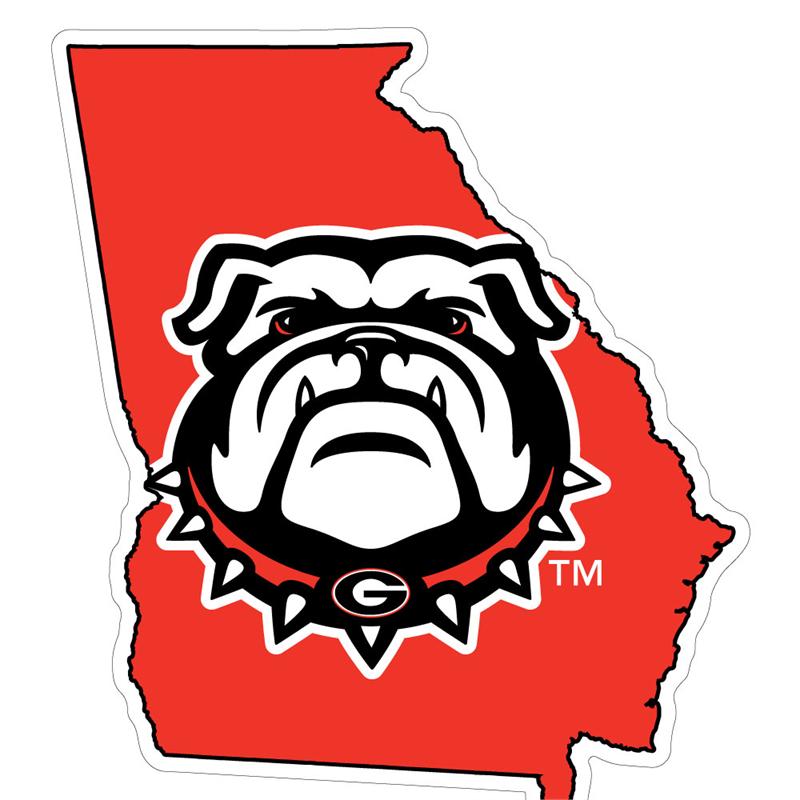 UGA Georgia Bulldogs State with Logo Decal - New Bulldog