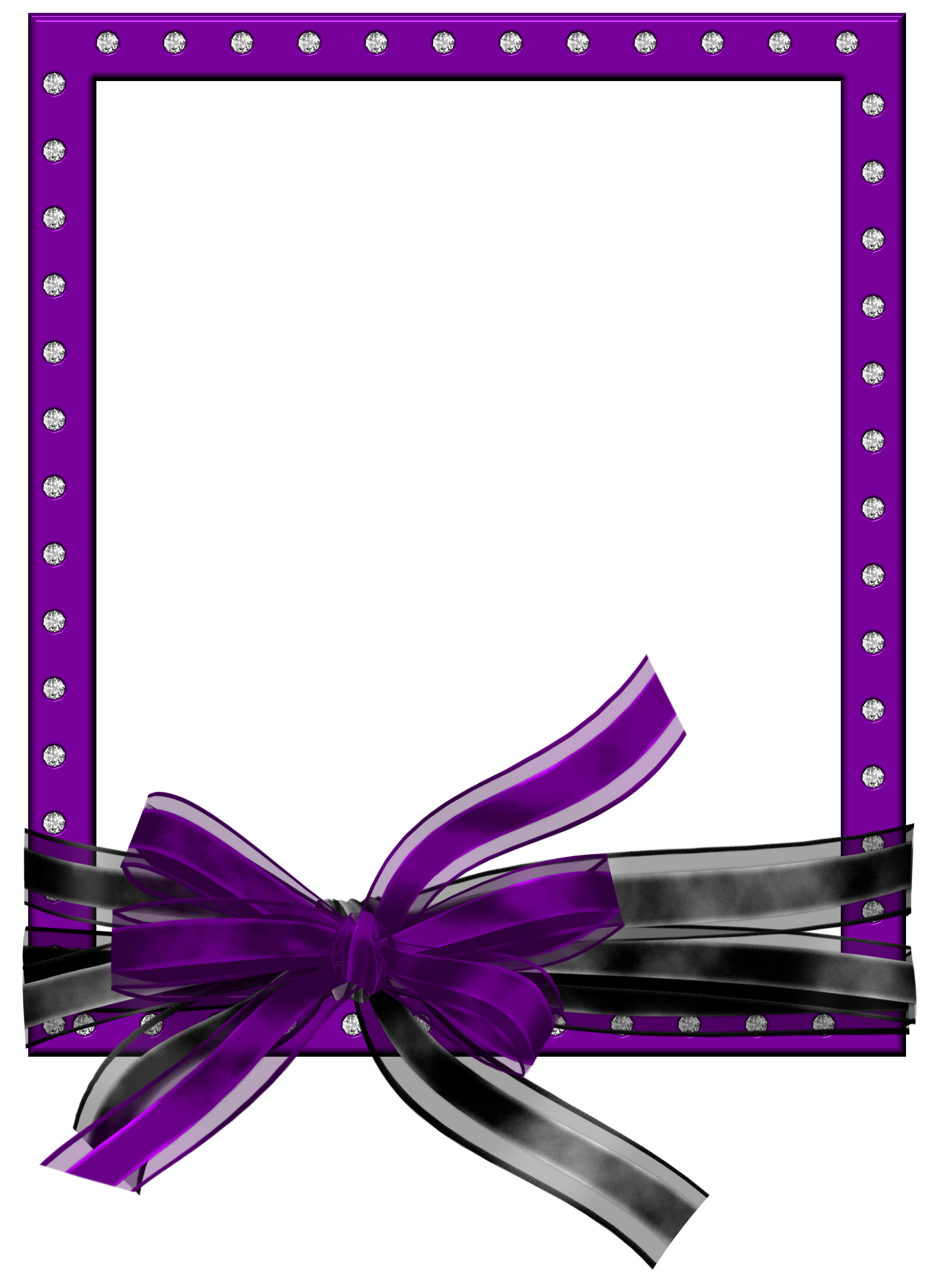 Purple PNG Photo Frame with Black and Purple Bow