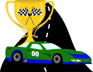 Racing Clipart Image  Gold Cup Trophy with a Cartoon Race 