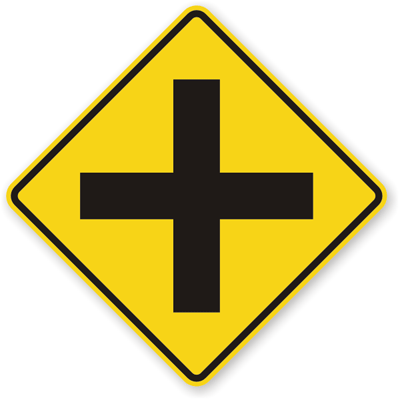 Cross Road Symbol Sign - W2-1, SKU: X-