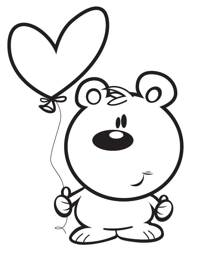 Bear and heart Printable Coloring Book - Valentines day Coloring ...