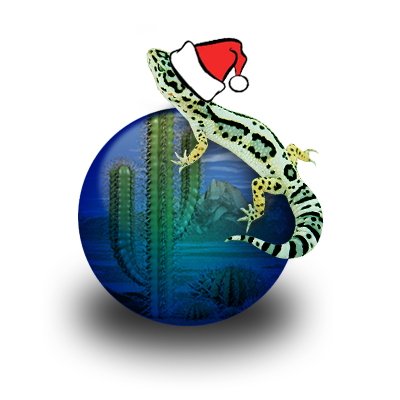 Holiday Clip Art - Christmas Gecko on Arizona Ornament