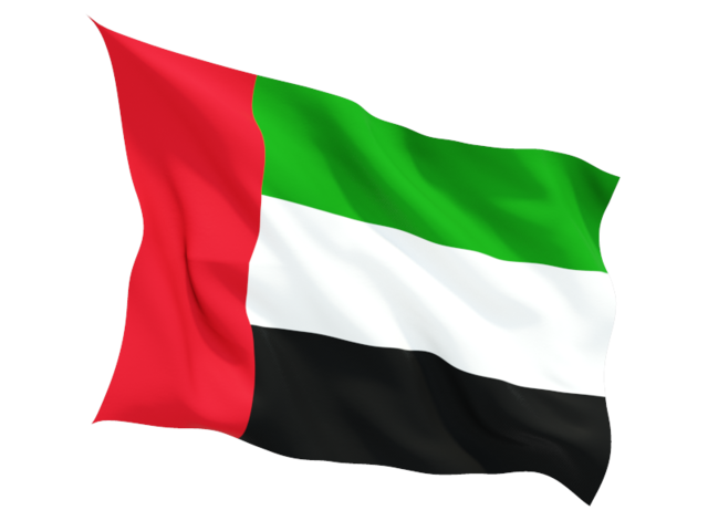 Fluttering flag. Illustration of flag of United Arab Emirates