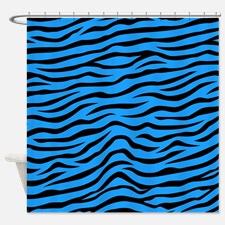 Blue Zebra Print Shower Curtains | Blue Zebra Print Fabric Shower ...