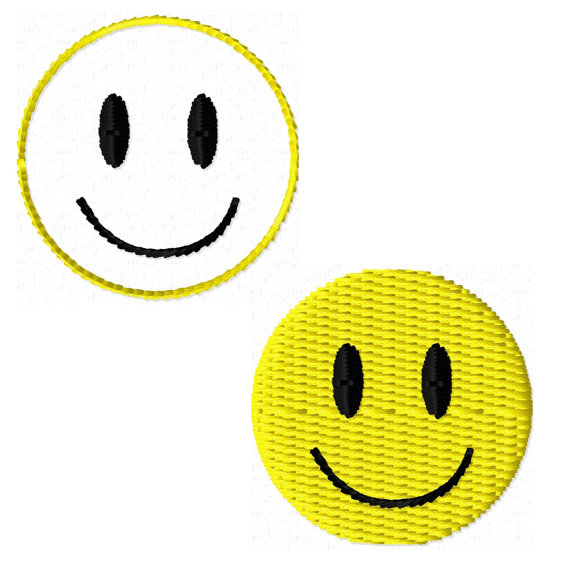 Mini Happy Smiley Face Solid Fill and Outline by DigitizingDolls