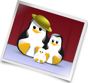 Happy Penguins Family Photo clip art Free Vector