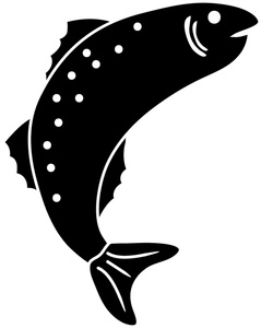 Fish Clipart Image - Silhouette of a Leaping Trout