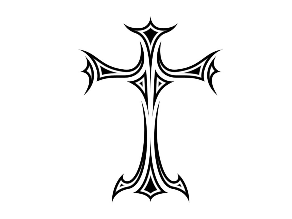 Free designs - Cross made by tribal lines tattoo wallpaper
