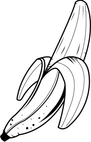 Peeled banana clipart - black and white outline