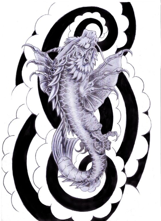 Koi dragon tattoo, Koi and Dragon tattoo designs
