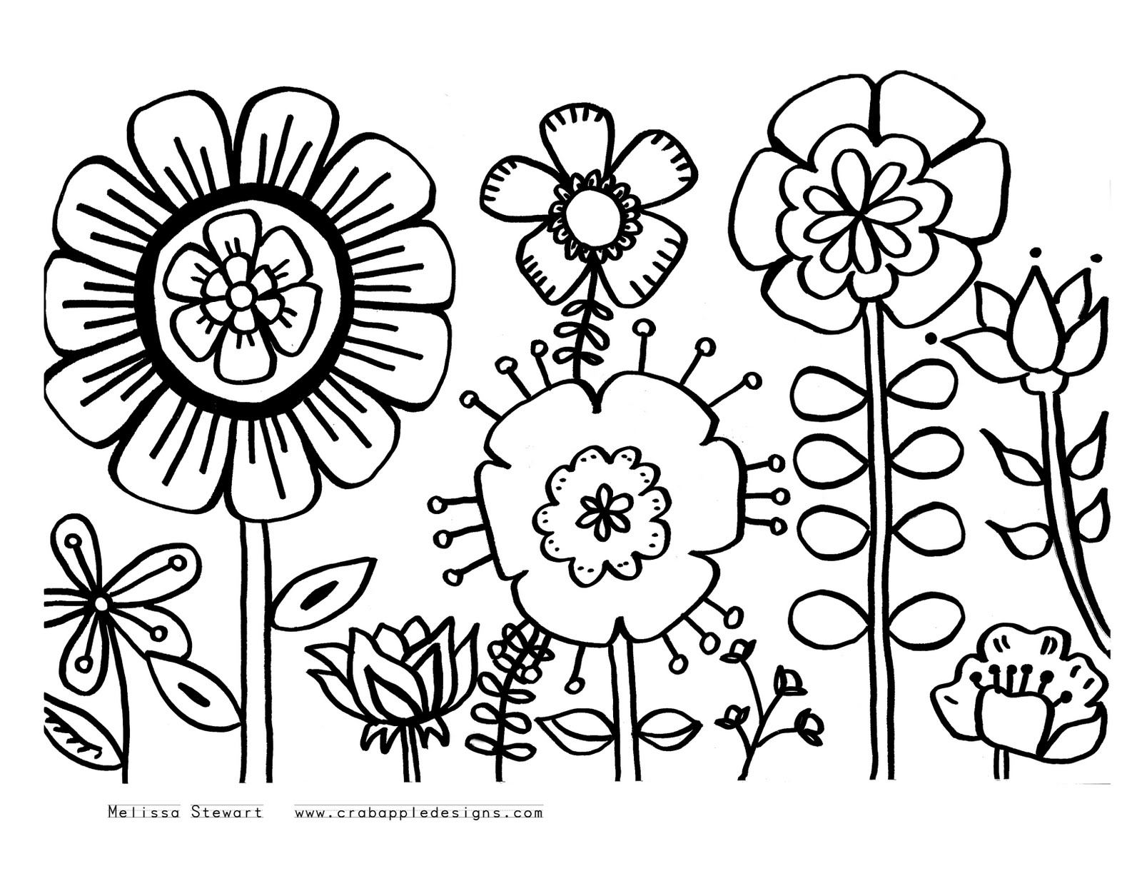 Flower Coloring Page Printable Flowers Coloring Pages Colouring ...