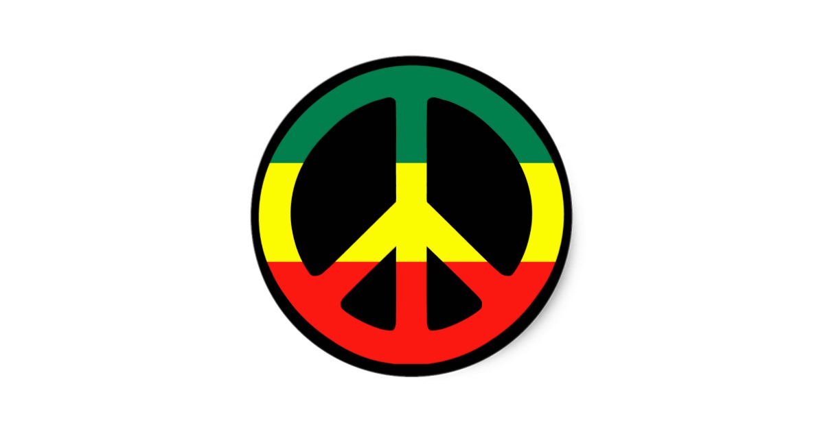 Rasta Peace Sign Classic Round Sticker | Zazzle