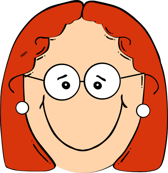 Happy Red Head Girl With Glasses Clip Art - vector ...