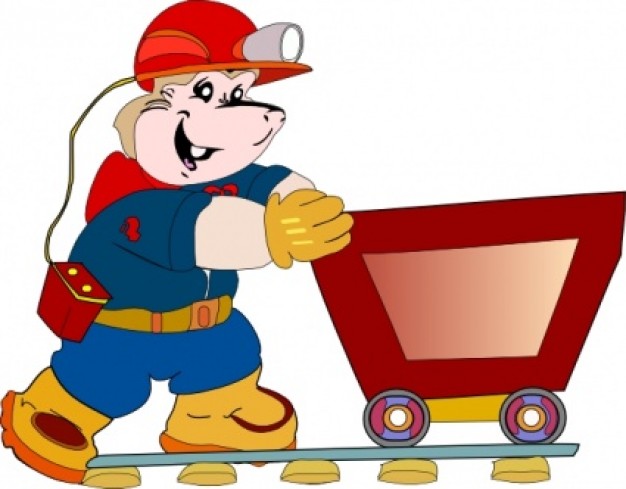 Coal Miner Pushing Coal Cart cartoon clip art | download Free ...