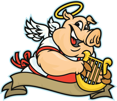 Cartoon Of The Bbq Pig Logo Clip Art, Vector Images ...