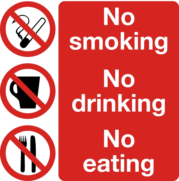 Safety Sign No Smoking No Drinking No Eating 300 x 300mm Self ...