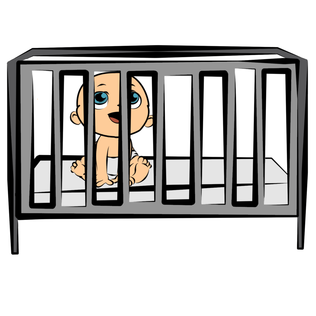Baby in crib clipart