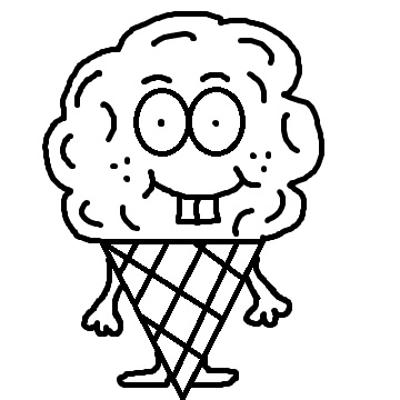 Ice cream clipart cute with faces black and white