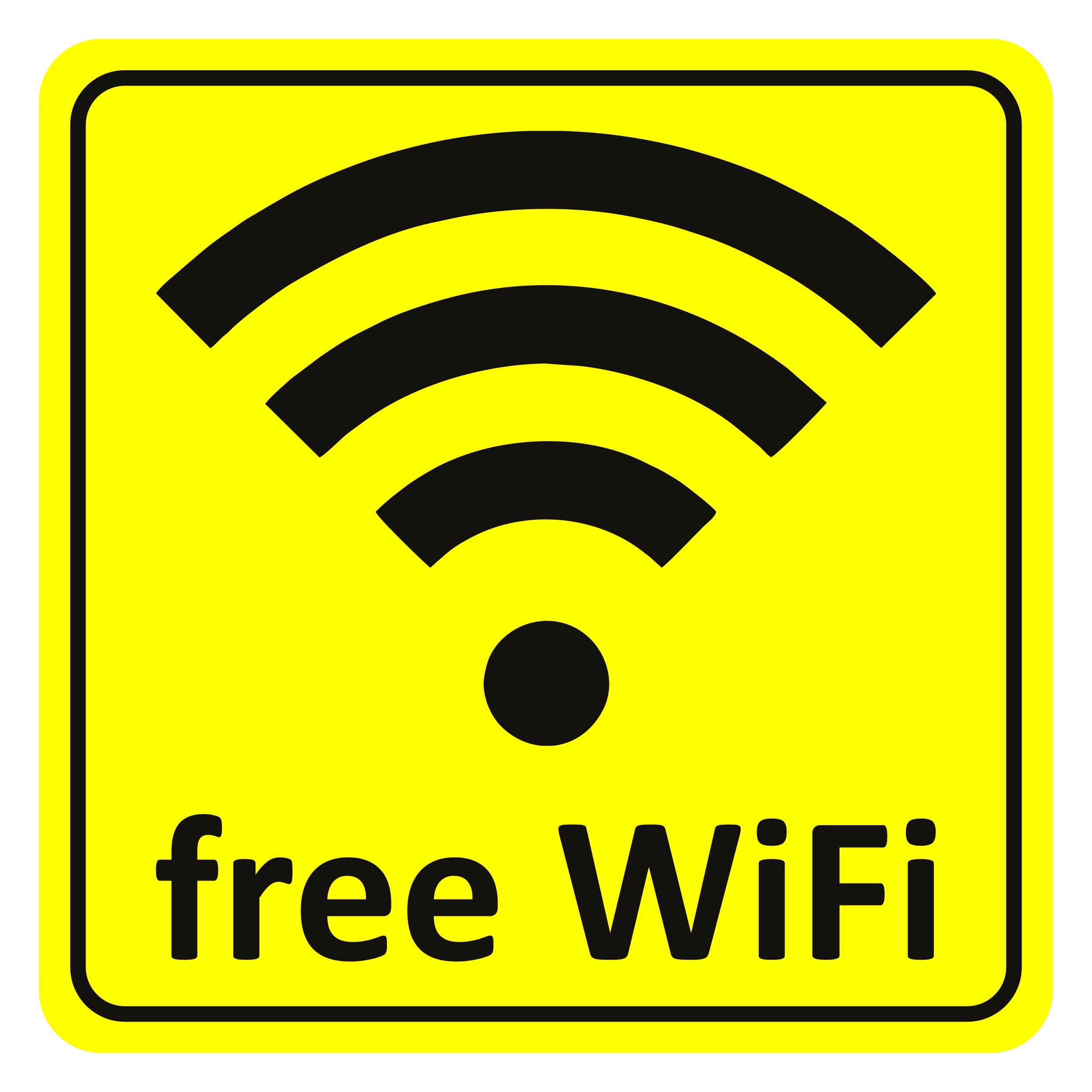 Sticker free WiFi yellow 65 x 65 mm Stickers Warn- and indication