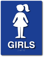 Girls Bathroom Sign - ADA Compliant School Lavatory Sign ...
