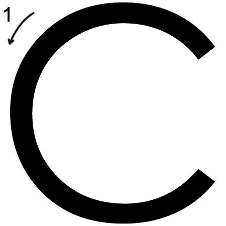Letter C Printing Worksheet - Both Cases (trace 3, print 3)