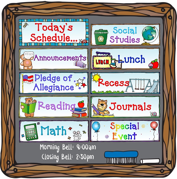 Daily School Schedule Clipart