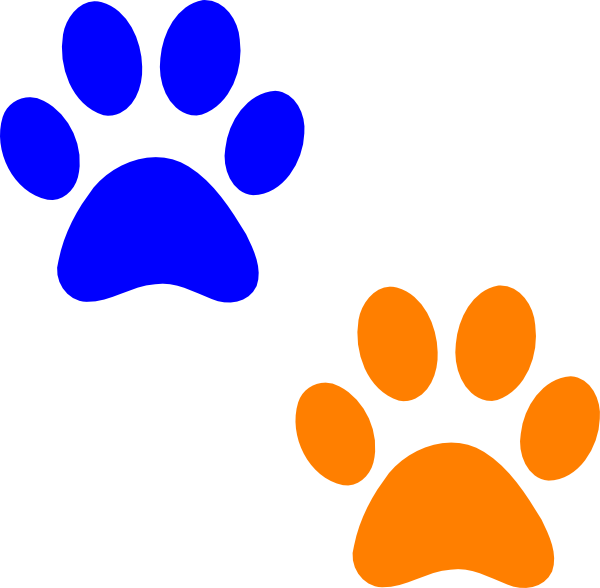 Clipart orange blue paw print