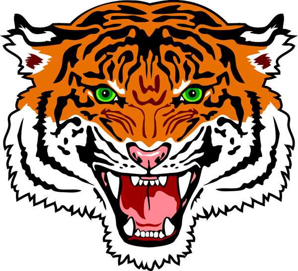 Tiger head team mascot color vinyl sports sticker. Customize as ...