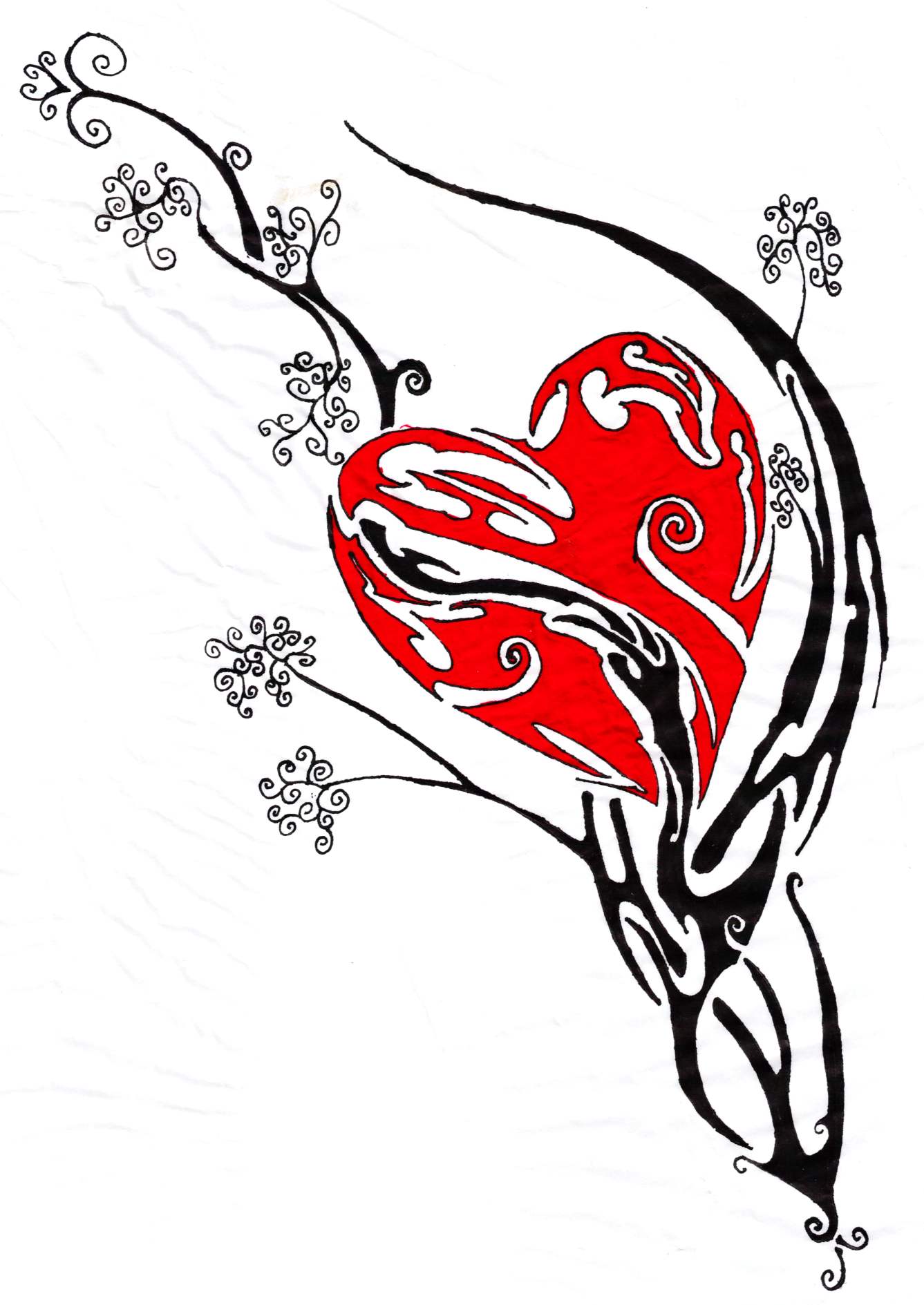 Heart Tattoo With Tribal Design : Amazing Tattoo Design