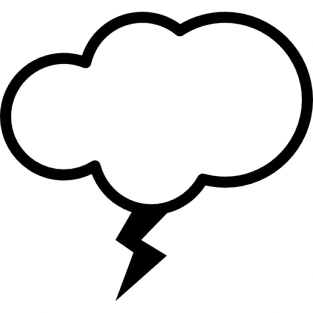 Cloud outline with lightning bolt Icons | Free Download
