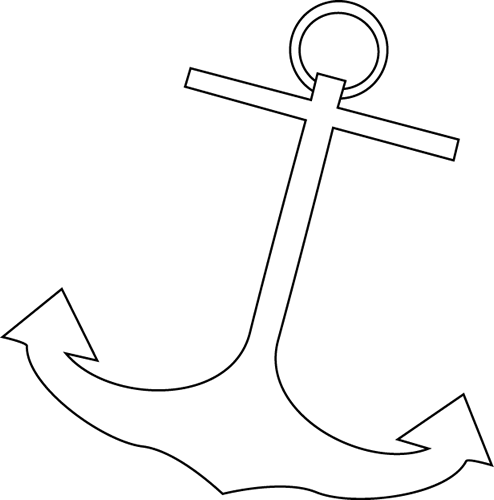 Anchor Clip Art Image Black And White Outline Of A Boat Anchor ...