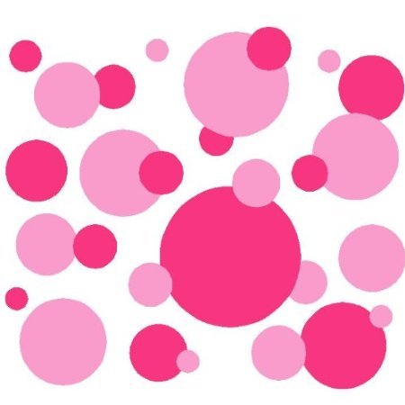 Set of 130 Hot Pink and Light Pink Polka Dots Wall Graphic Vinyl ...