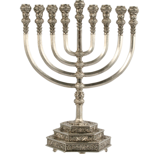 Temple Chanukah Silver Menorah By: Quest - Judaism.