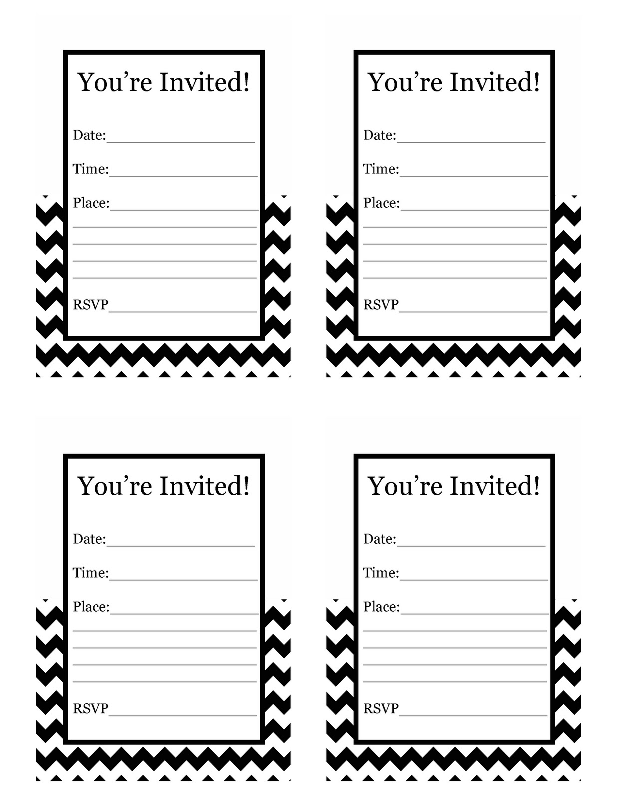 Free Blank Printable Birthday Invitations