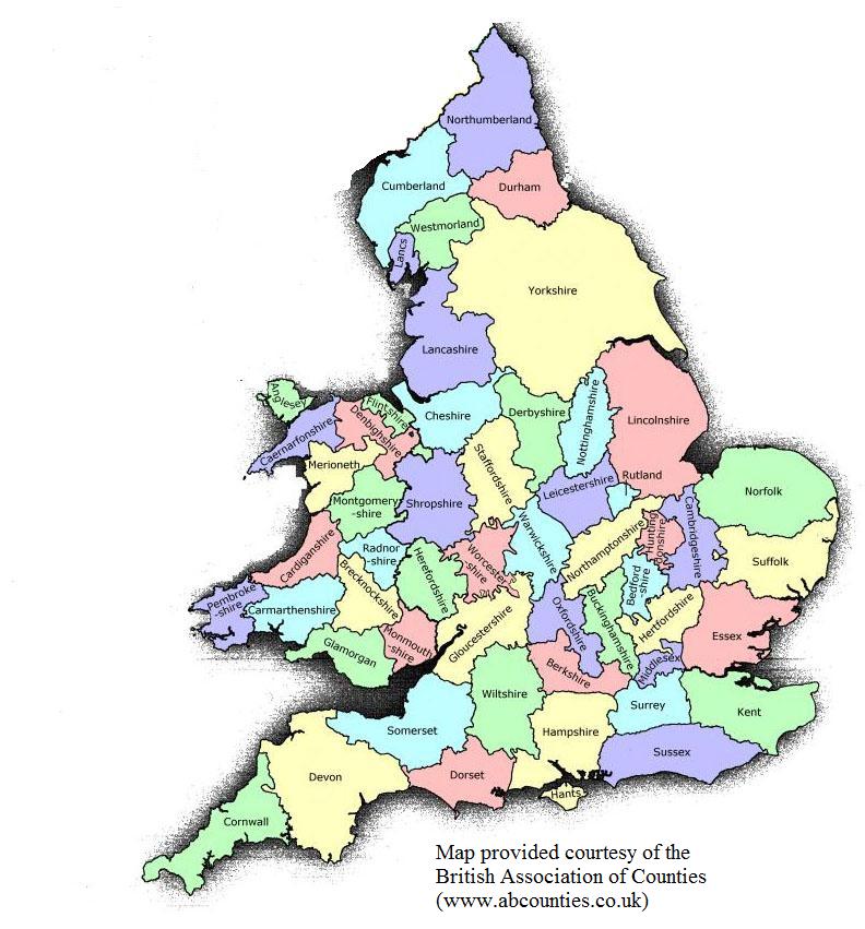 Map Of English Counties And Cities